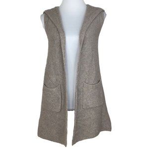 Tahari Women’s Tan Coastal Sleeveless Lagenlook Hooded Open‎ Cardigan XS/C33